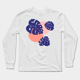 Purple Monstera Leaf Illustration Long Sleeve T-Shirt